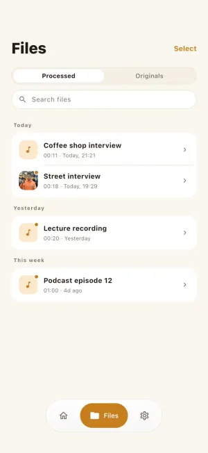 NoisyNo list of cleaned recordings